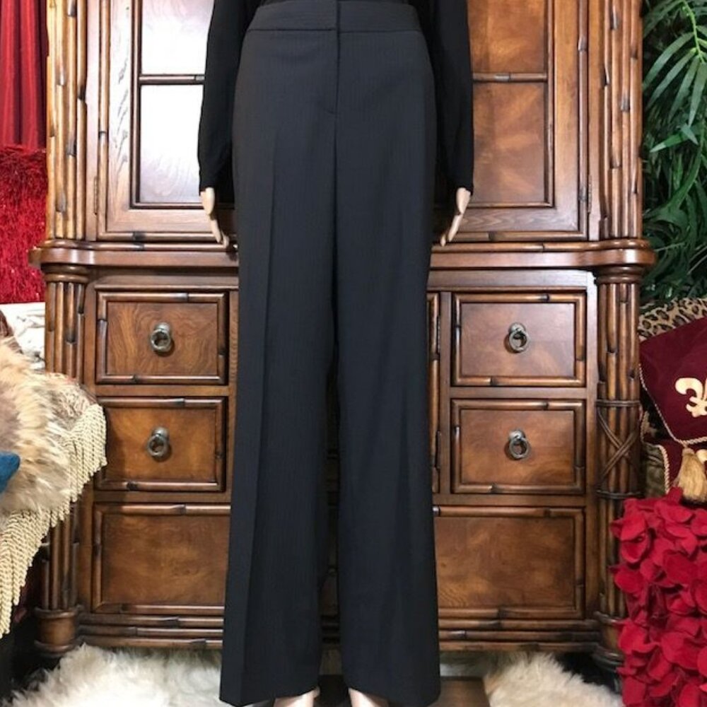 Nine West Urban Chic Black w/ Blue Pinstripe Full Straight Leg Stretch Pant